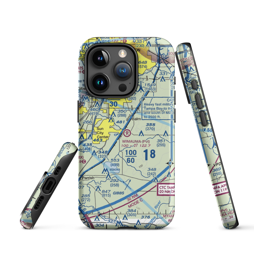 Wimauma Air Park (FD77) VFR Sectional  Tough iPhone Case iPhone 15 Pro model shown