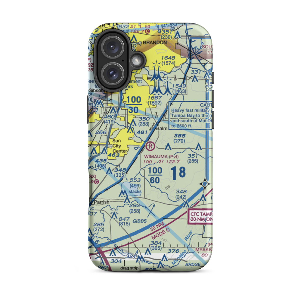 Wimauma Air Park (FD77) VFR Sectional  Tough iPhone Case iPhone 16 Plus model shown