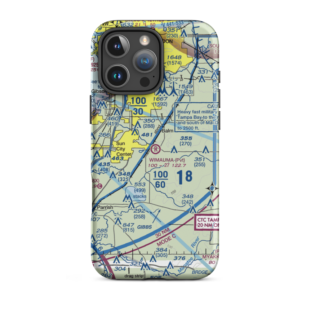 Wimauma Air Park (FD77) VFR Sectional  Tough iPhone Case iPhone 16 Pro Max model shown