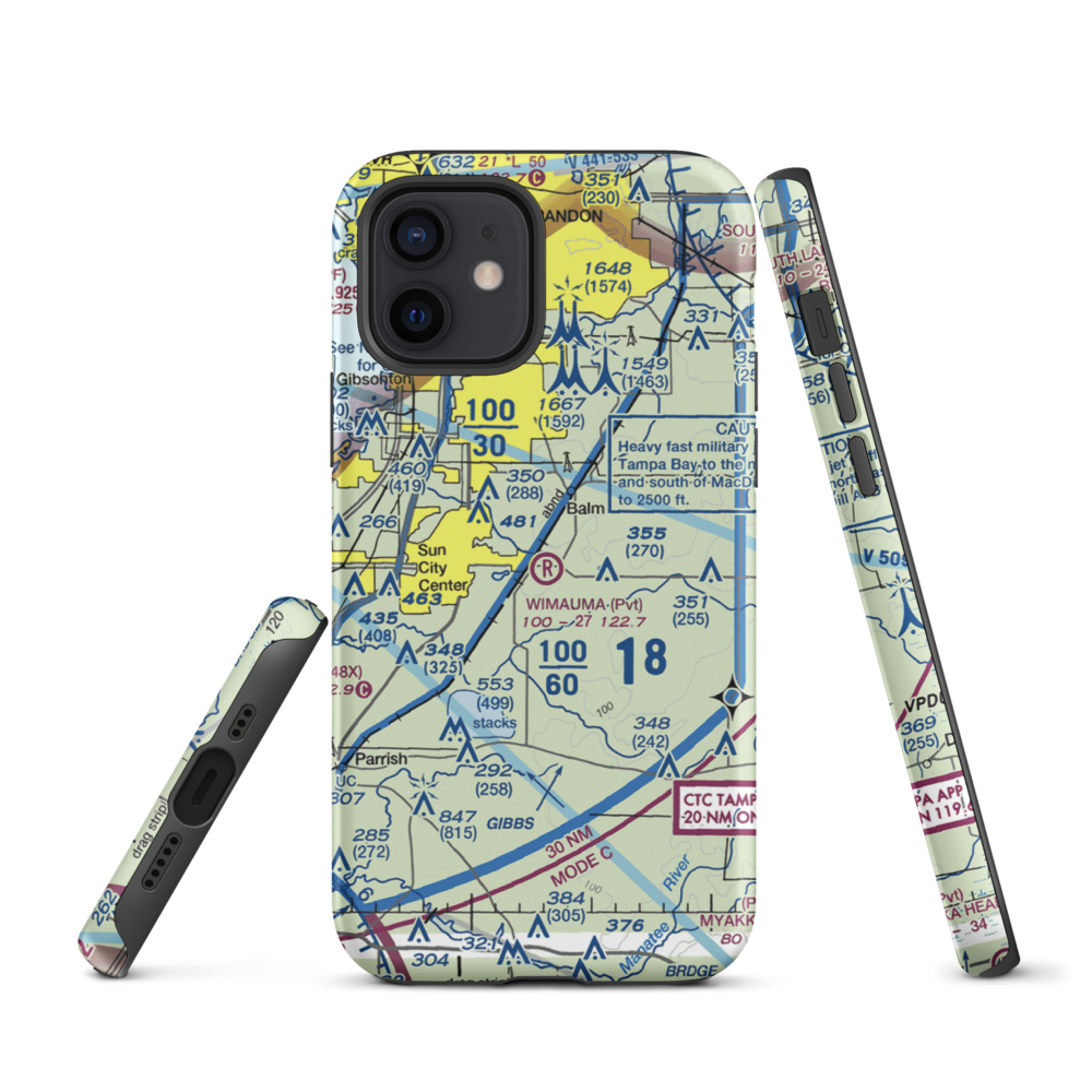 Wimauma Air Park (FD77) VFR Sectional  Tough iPhone Case iPhone 12 model shown