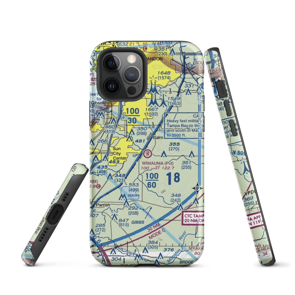 Wimauma Air Park (FD77) VFR Sectional  Tough iPhone Case iPhone 12 Pro model shown
