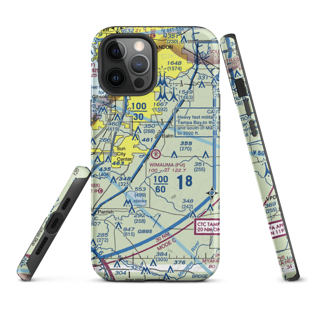 Wimauma Air Park (FD77) VFR Sectional  Tough iPhone Case iPhone 12 Pro Max model shown