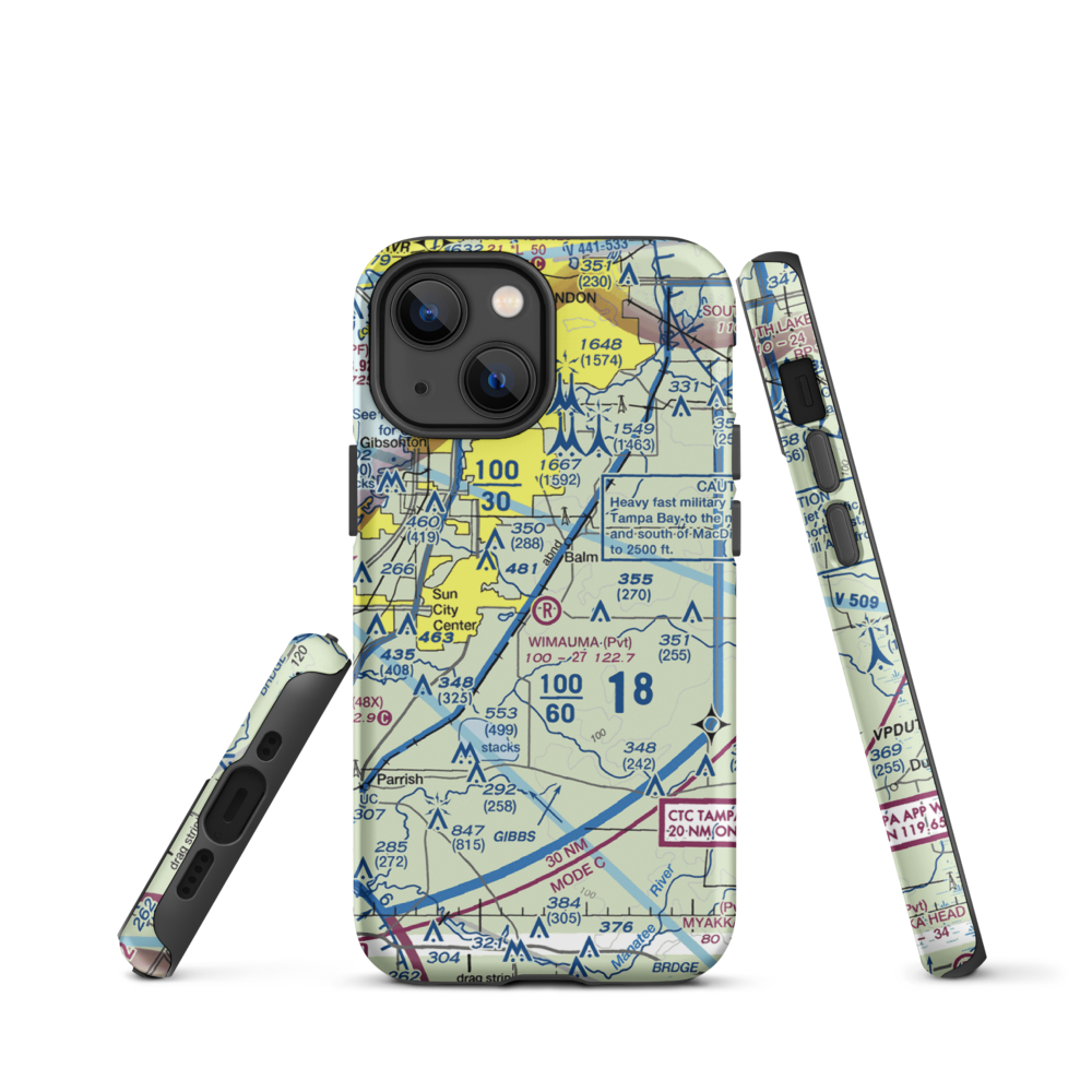 Wimauma Air Park (FD77) VFR Sectional  Tough iPhone Case iPhone 13 mini model shown