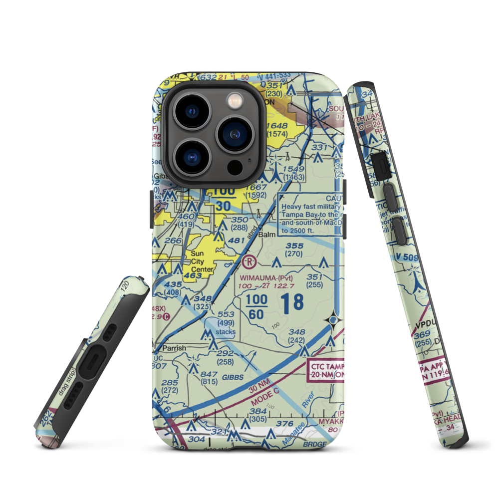 Wimauma Air Park (FD77) VFR Sectional  Tough iPhone Case iPhone 13 Pro model shown