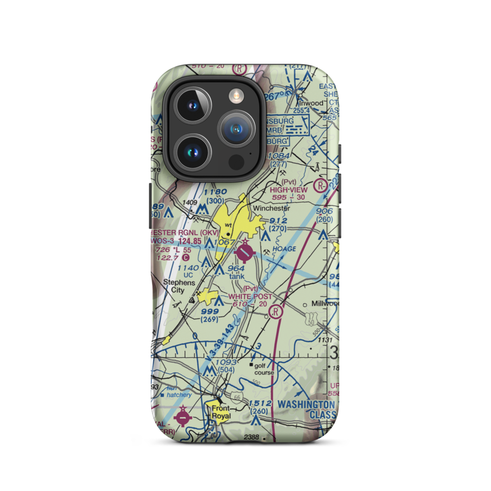 Winchester Regional Airport (OKV) VFR Sectional  Tough iPhone Case iPhone 16 Pro model shown