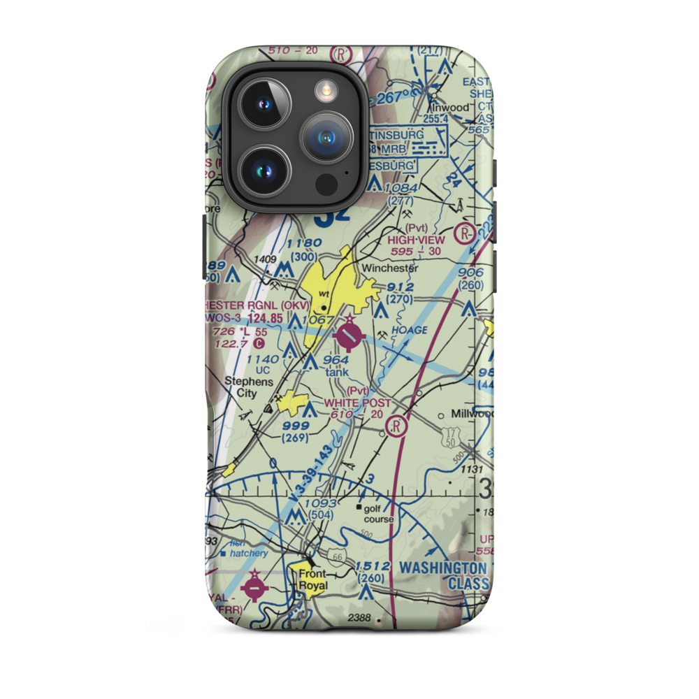 Winchester Regional Airport (OKV) VFR Sectional  Tough iPhone Case iPhone 16 Pro Max model shown
