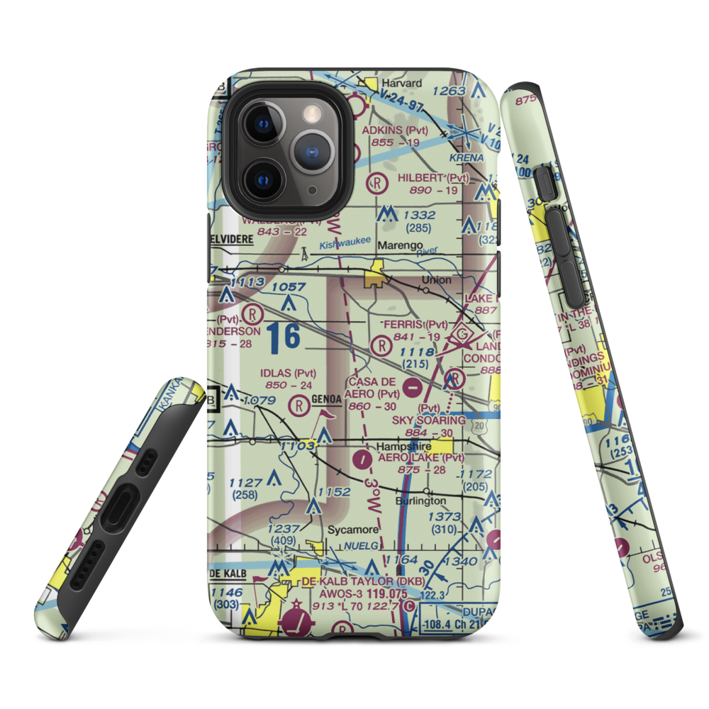 Wind Rose Farm Airport (IS57) VFR Sectional  Tough iPhone Case iPhone 11 Pro model shown