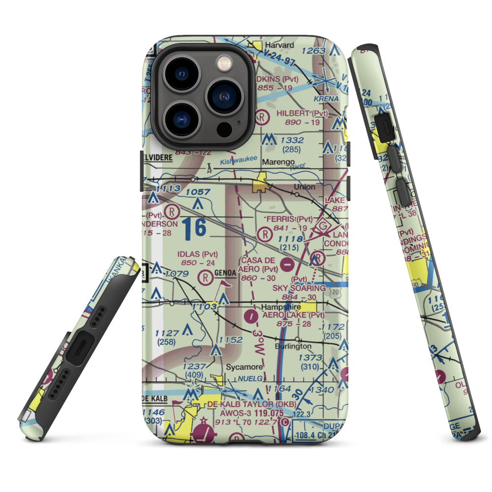 Wind Rose Farm Airport (IS57) VFR Sectional  Tough iPhone Case iPhone 13 Pro Max model shown
