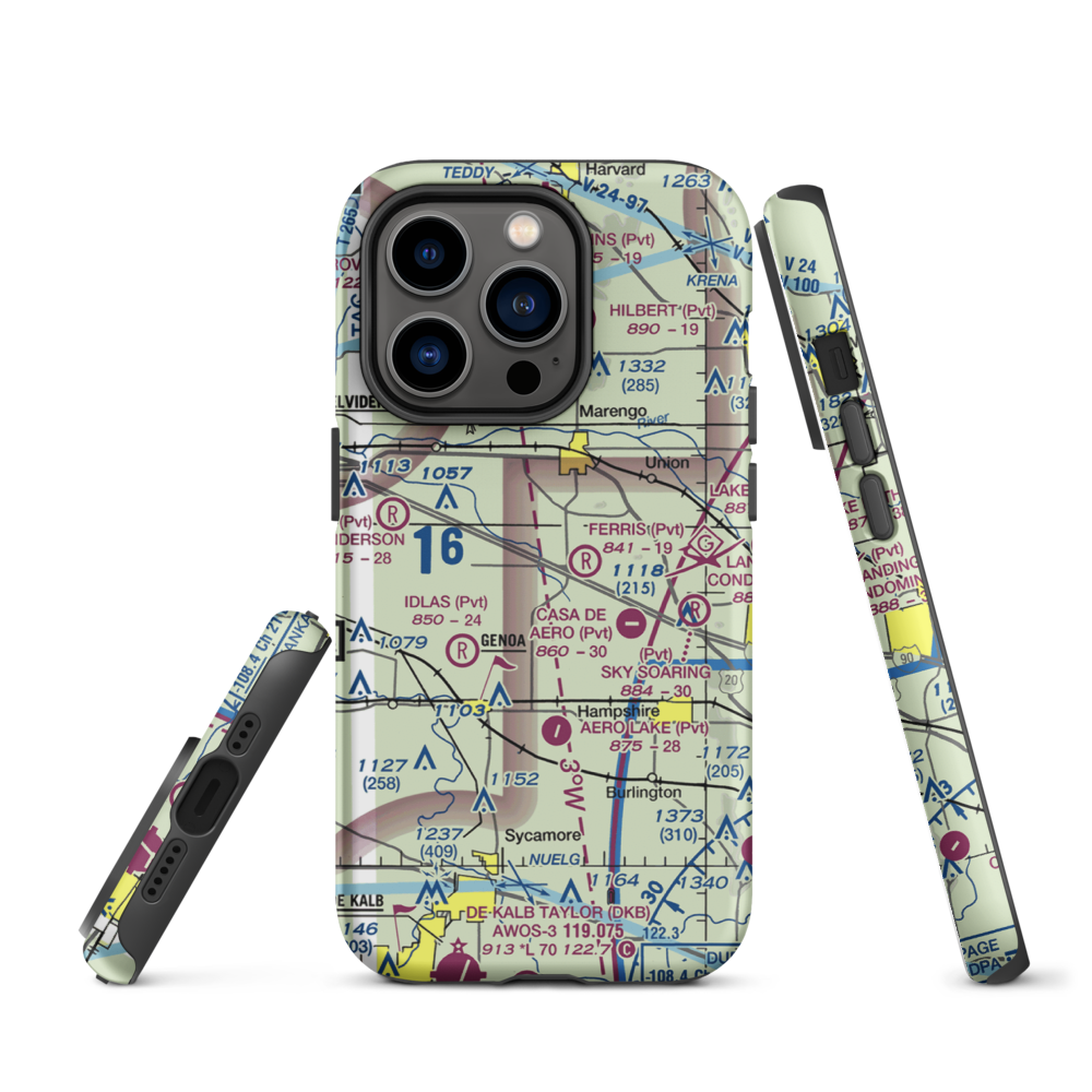 Wind Rose Farm Airport (IS57) VFR Sectional  Tough iPhone Case iPhone 14 Pro model shown