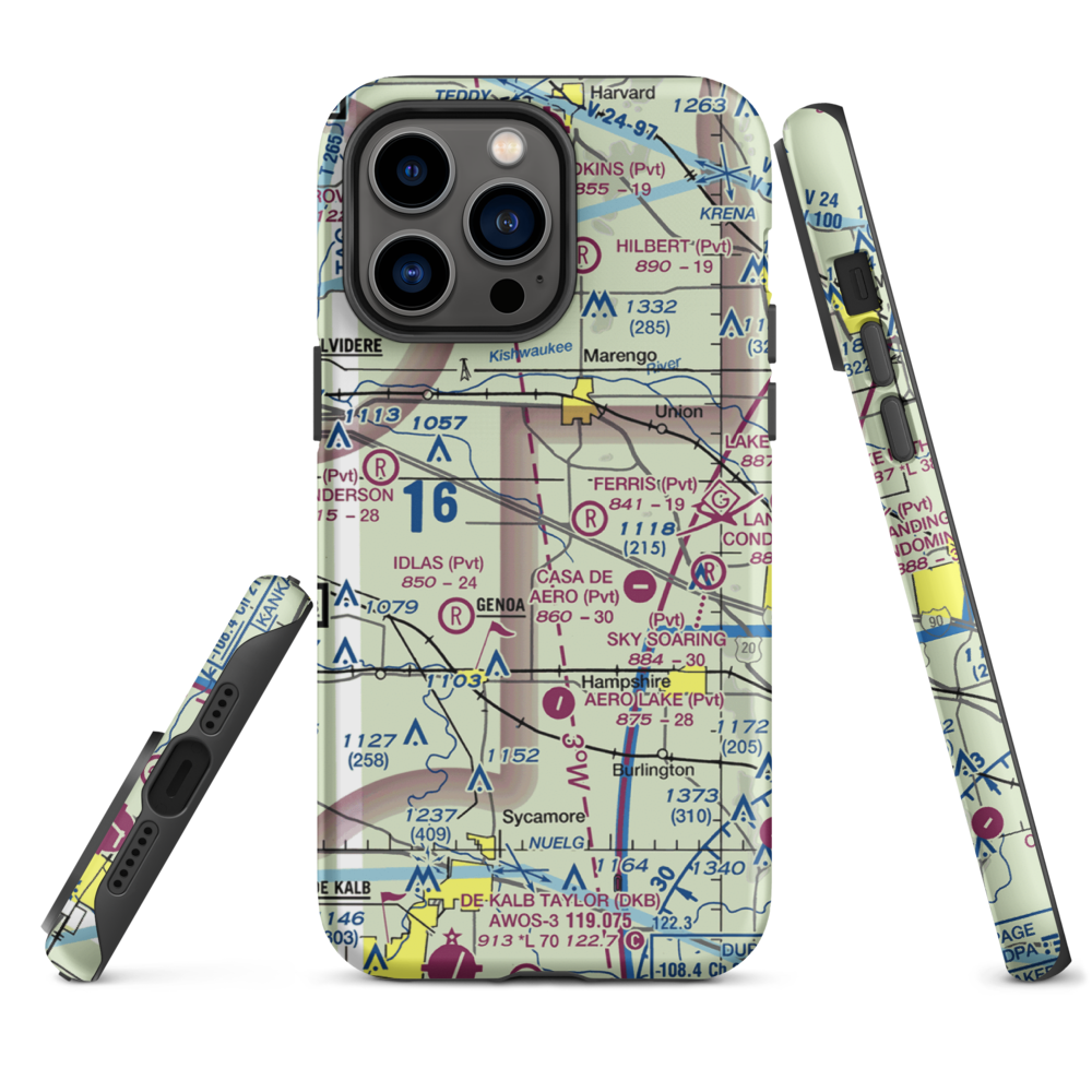 Wind Rose Farm Airport (IS57) VFR Sectional  Tough iPhone Case iPhone 14 Pro Max model shown