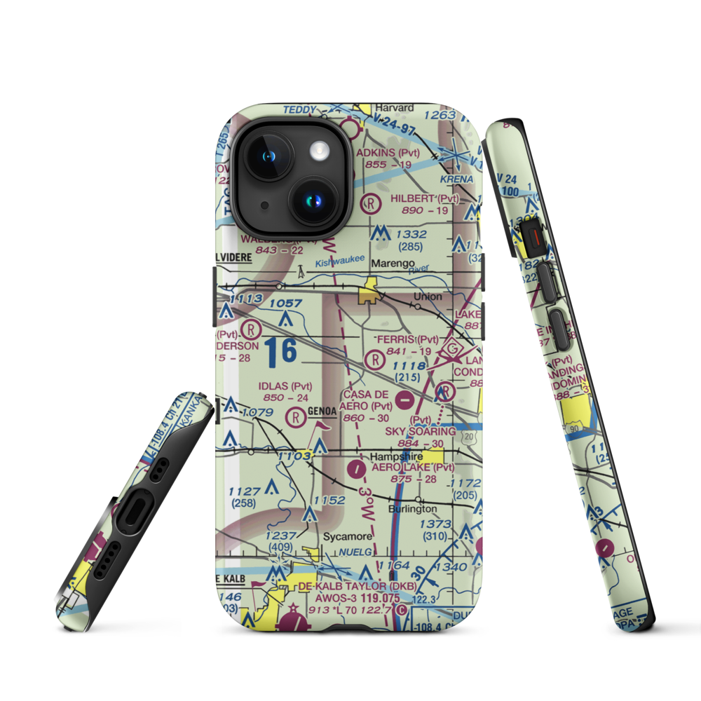 Wind Rose Farm Airport (IS57) VFR Sectional  Tough iPhone Case iPhone 15 model shown
