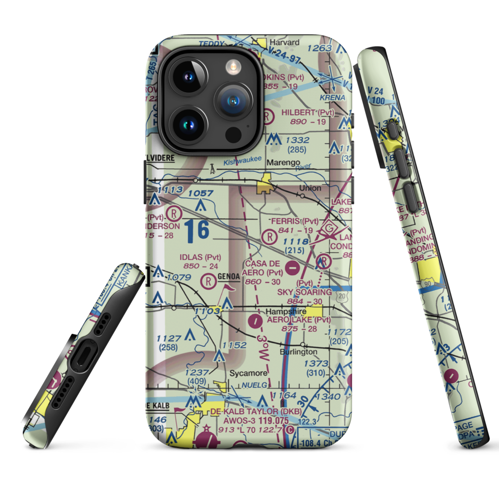 Wind Rose Farm Airport (IS57) VFR Sectional  Tough iPhone Case iPhone 15 Pro Max model shown