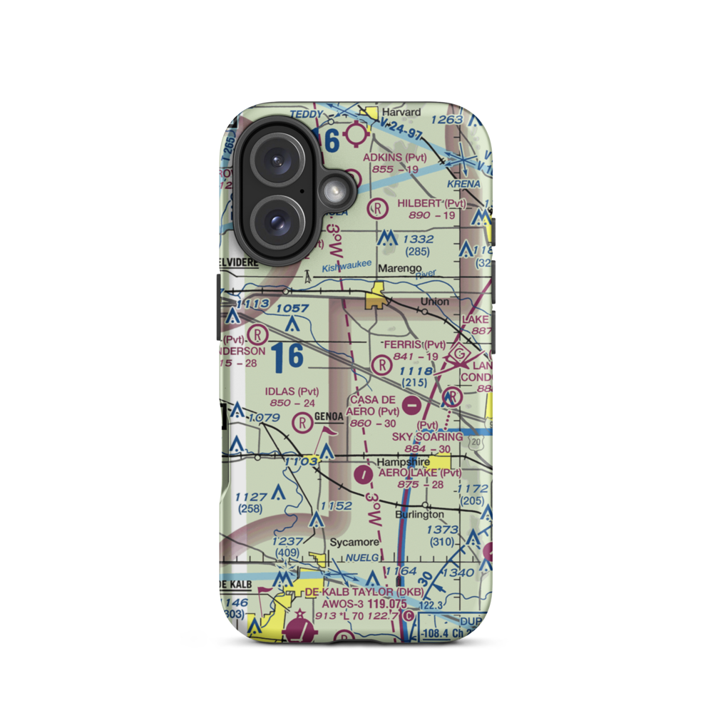 Wind Rose Farm Airport (IS57) VFR Sectional  Tough iPhone Case iPhone 16 model shown