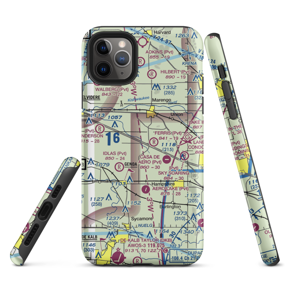 Wind Rose Farm Airport (IS57) VFR Sectional  Tough iPhone Case iPhone 11 Pro Max model shown