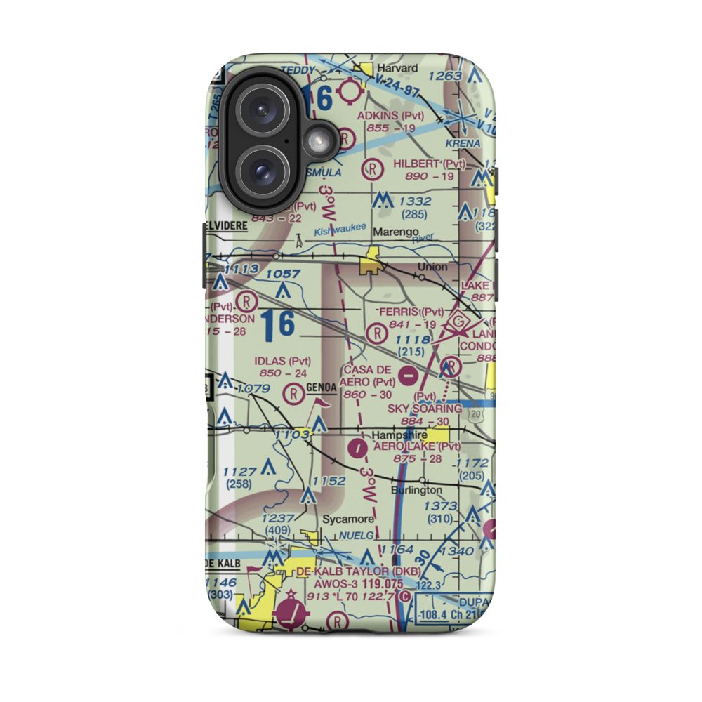 Wind Rose Farm Airport (IS57) VFR Sectional  Tough iPhone Case iPhone 16 Plus model shown