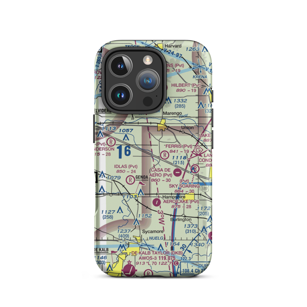 Wind Rose Farm Airport (IS57) VFR Sectional  Tough iPhone Case iPhone 16 Pro model shown