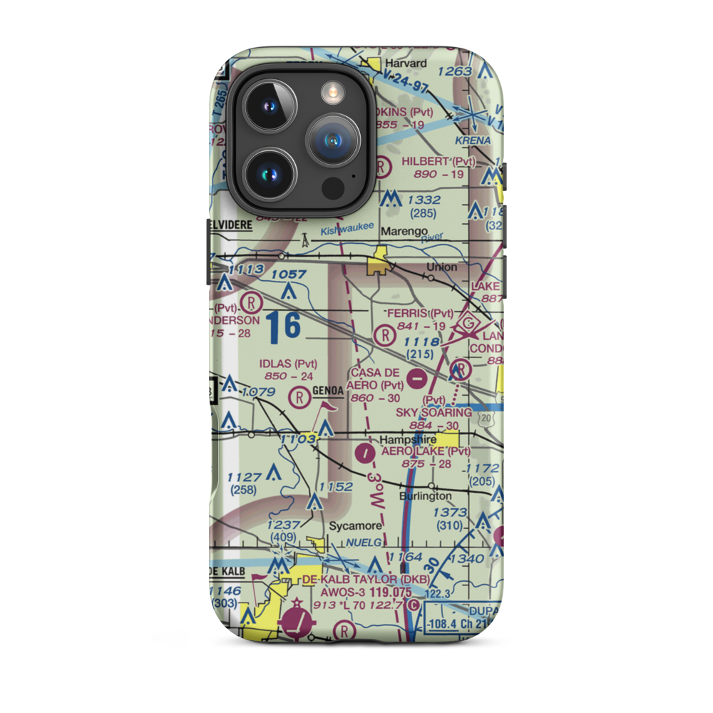 Wind Rose Farm Airport (IS57) VFR Sectional  Tough iPhone Case iPhone 16 Pro Max model shown