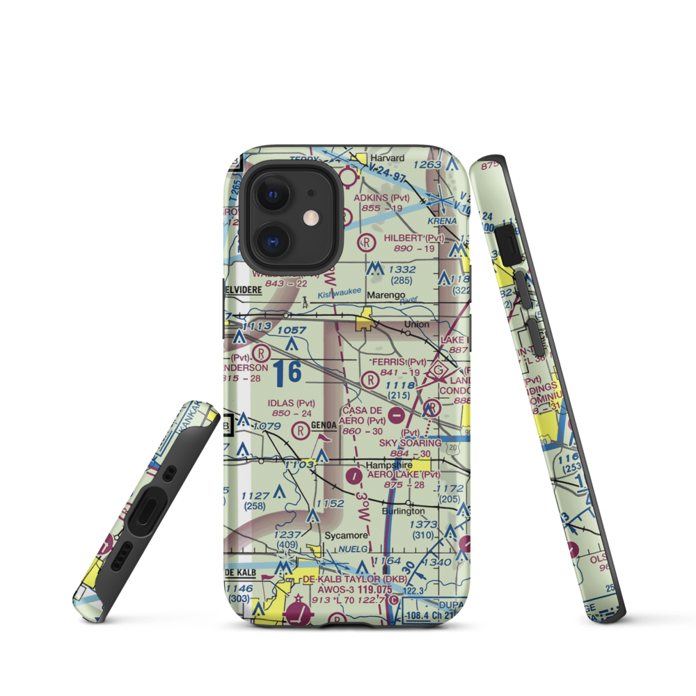 Wind Rose Farm Airport (IS57) VFR Sectional  Tough iPhone Case iPhone 12 mini model shown