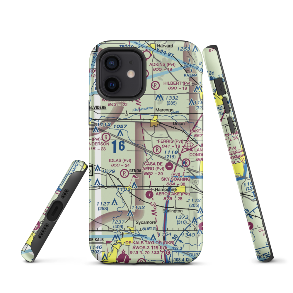 Wind Rose Farm Airport (IS57) VFR Sectional  Tough iPhone Case iPhone 12 model shown