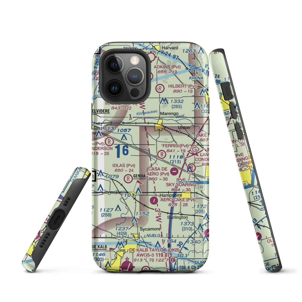 Wind Rose Farm Airport (IS57) VFR Sectional  Tough iPhone Case iPhone 12 Pro model shown