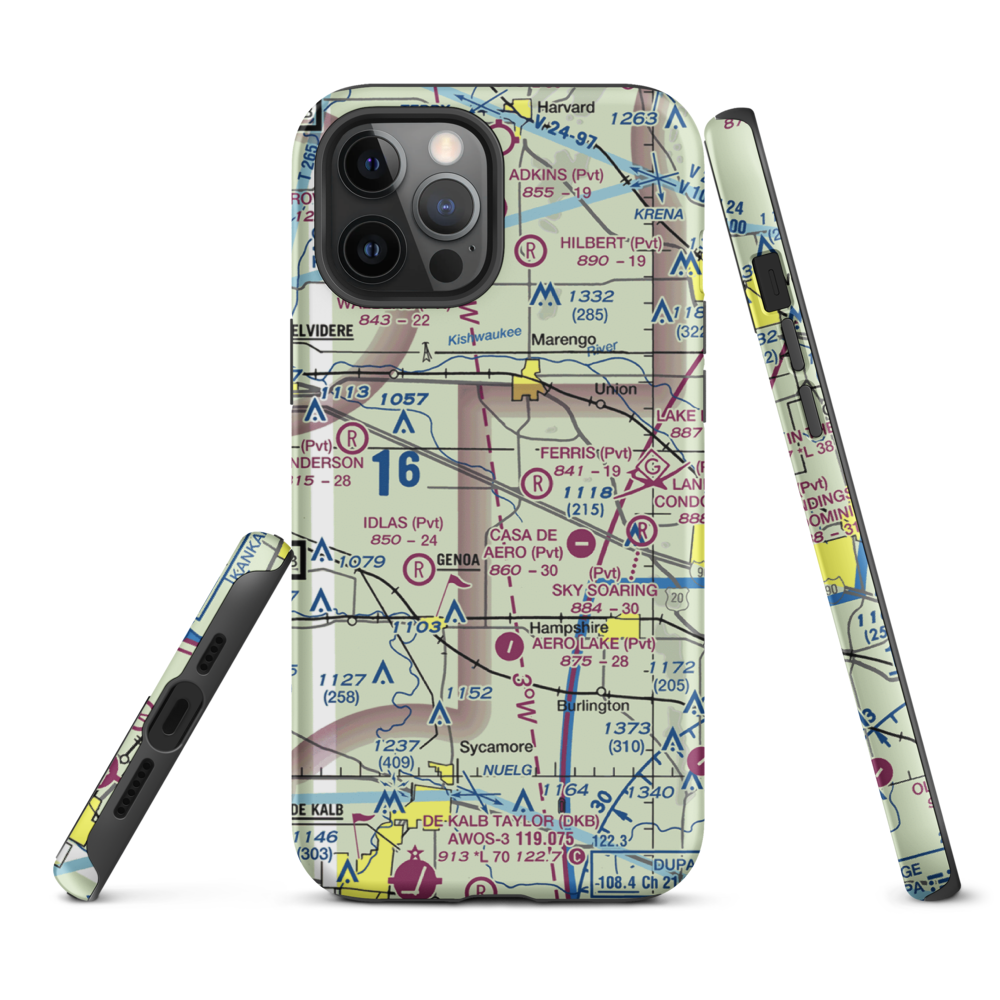 Wind Rose Farm Airport (IS57) VFR Sectional  Tough iPhone Case iPhone 12 Pro Max model shown