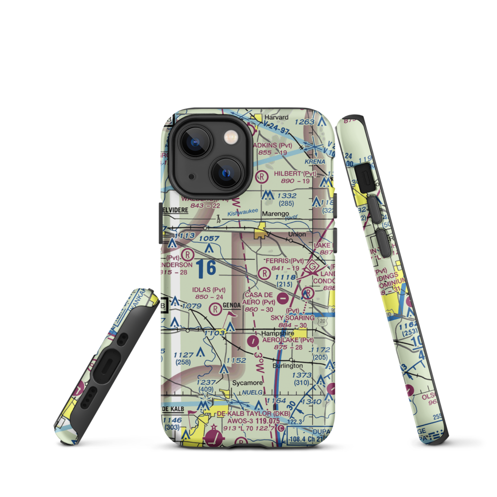 Wind Rose Farm Airport (IS57) VFR Sectional  Tough iPhone Case iPhone 13 mini model shown