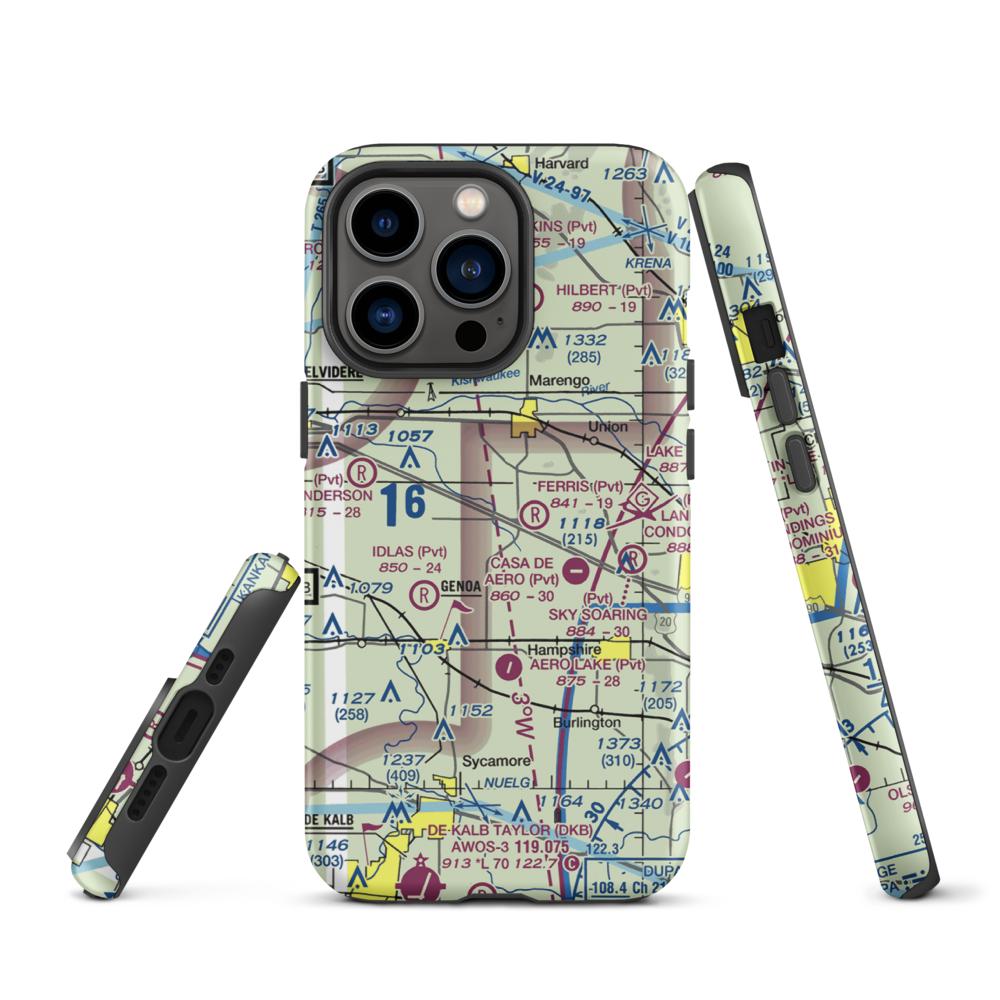 Wind Rose Farm Airport (IS57) VFR Sectional  Tough iPhone Case iPhone 13 Pro model shown