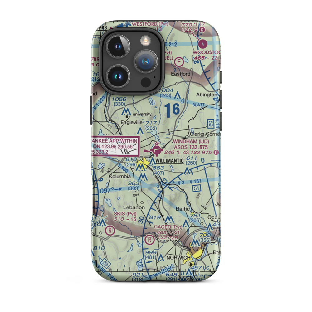 Windham Airport (IJD) VFR Sectional  Tough iPhone Case iPhone 16 Pro Max model shown