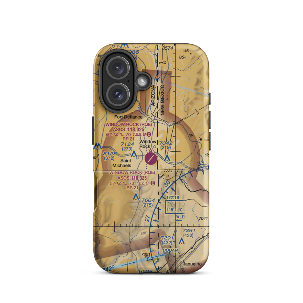 Window Rock Airport (RQE) VFR Sectional  Tough iPhone Case iPhone 16 model shown