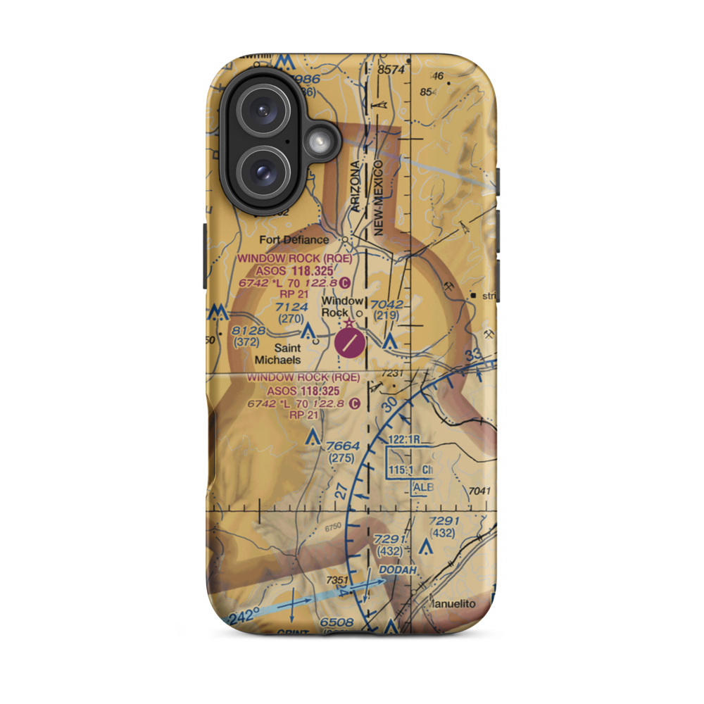 Window Rock Airport (RQE) VFR Sectional  Tough iPhone Case iPhone 16 Plus model shown