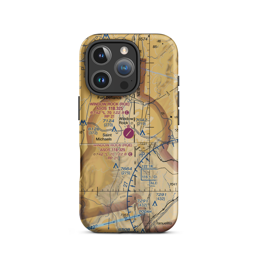 Window Rock Airport (RQE) VFR Sectional  Tough iPhone Case iPhone 16 Pro model shown