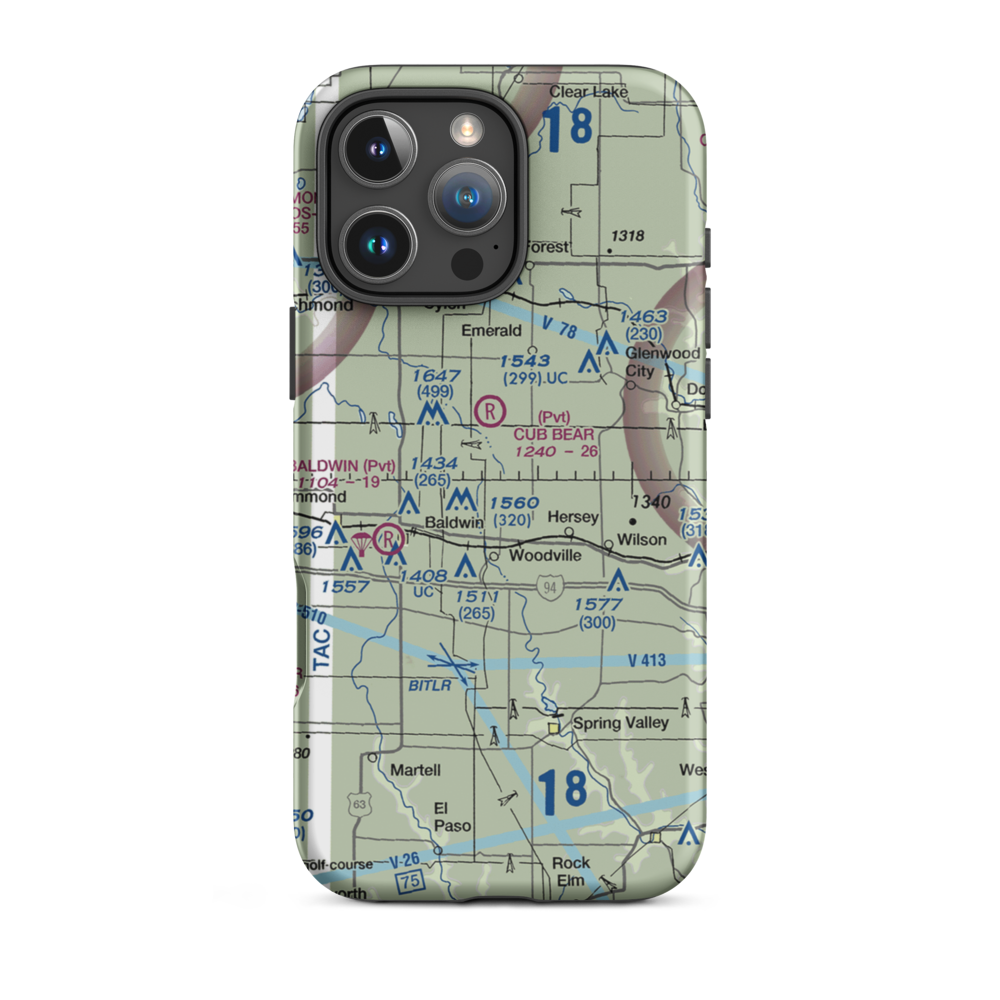 Windsong Farm Airport (45WI) VFR Sectional  Tough iPhone Case iPhone 16 Pro Max model shown