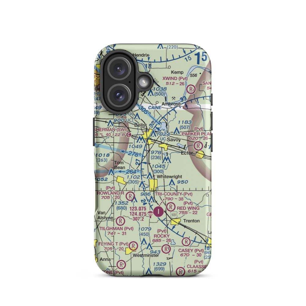 Windwood Farm Airport (65TE) VFR Sectional  Tough iPhone Case iPhone 16 model shown