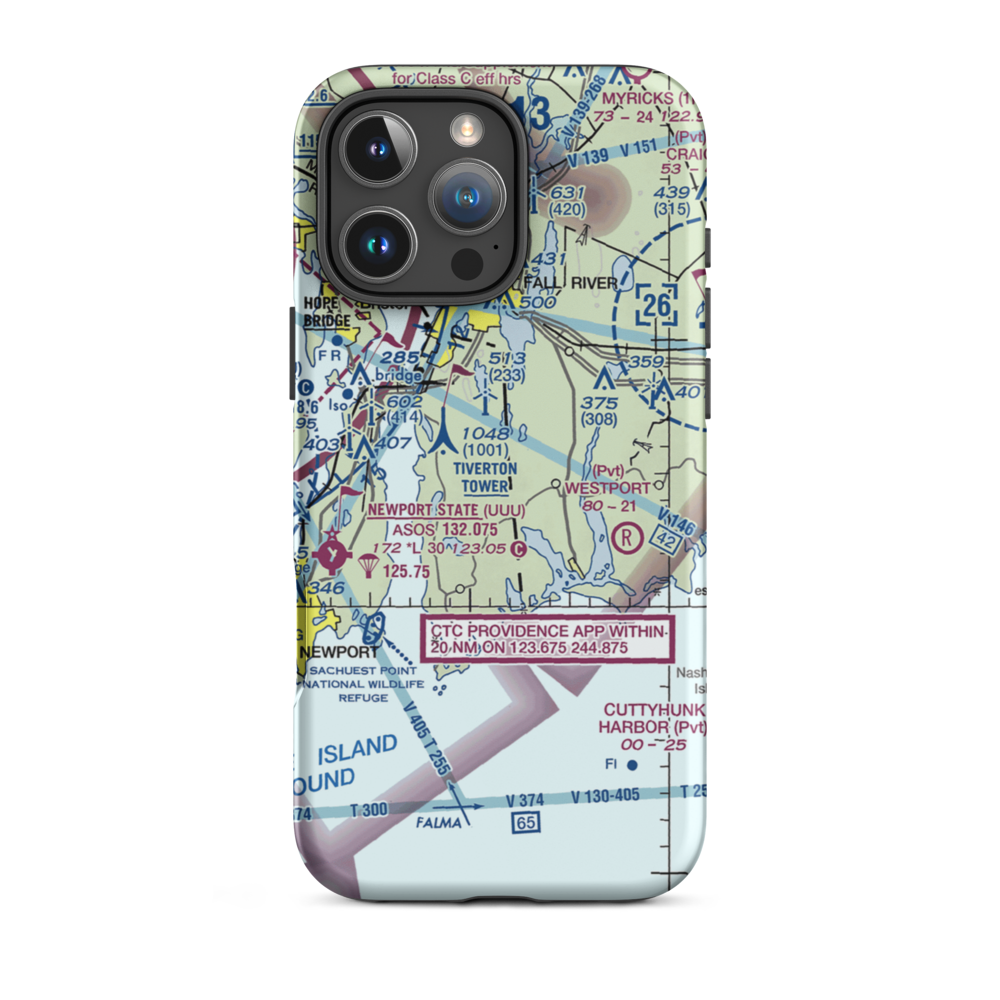 Wing-Over Farm Airport (RI07) VFR Sectional  Tough iPhone Case iPhone 16 Pro Max model shown