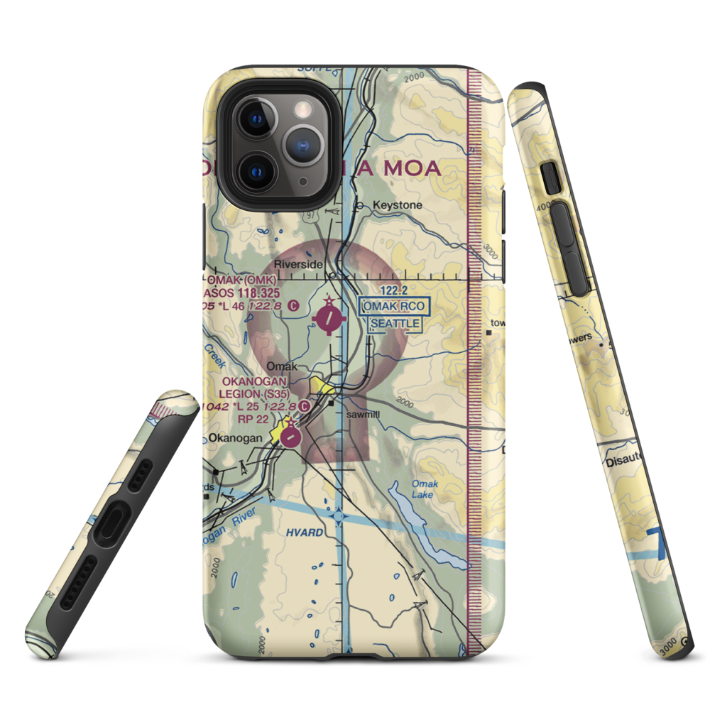 Wings For Christ Airport (0WN9) VFR Sectional  Tough iPhone Case iPhone 11 Pro Max model shown