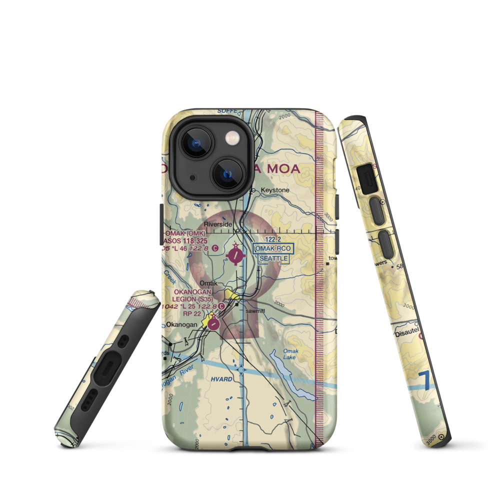 Wings For Christ Airport (0WN9) VFR Sectional  Tough iPhone Case iPhone 13 mini model shown