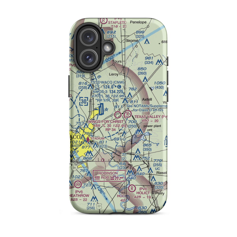 Wings For Christ International Flight Academy Airport (73F) VFR Sectional  Tough iPhone Case iPhone 16 Plus model shown
