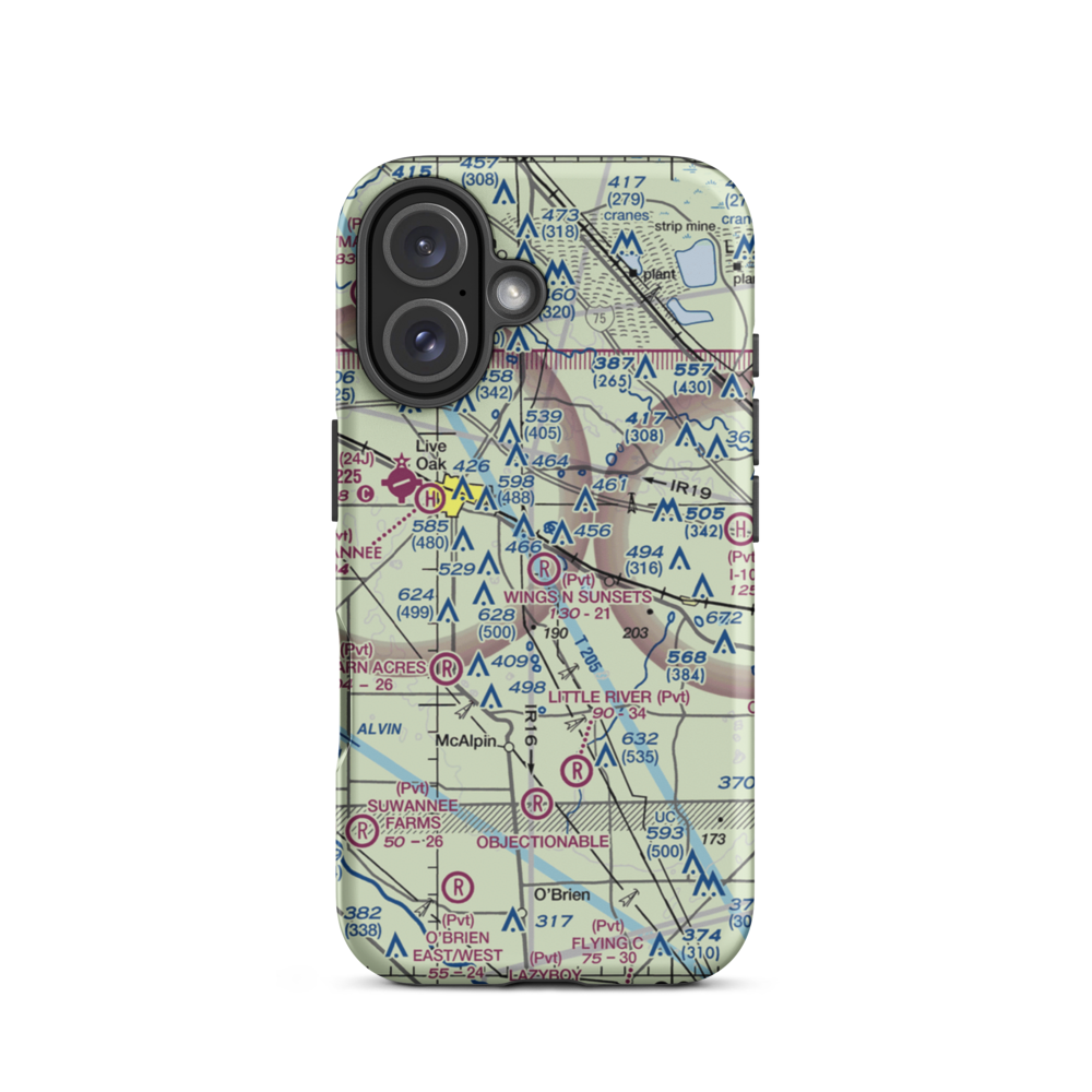 Wings N Sunsets LLC Airport (FL07) VFR Sectional  Tough iPhone Case iPhone 16 model shown