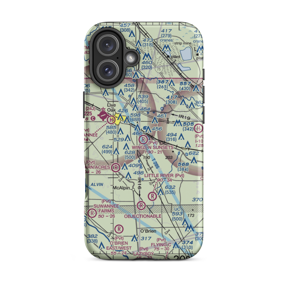 Wings N Sunsets LLC Airport (FL07) VFR Sectional  Tough iPhone Case iPhone 16 Plus model shown