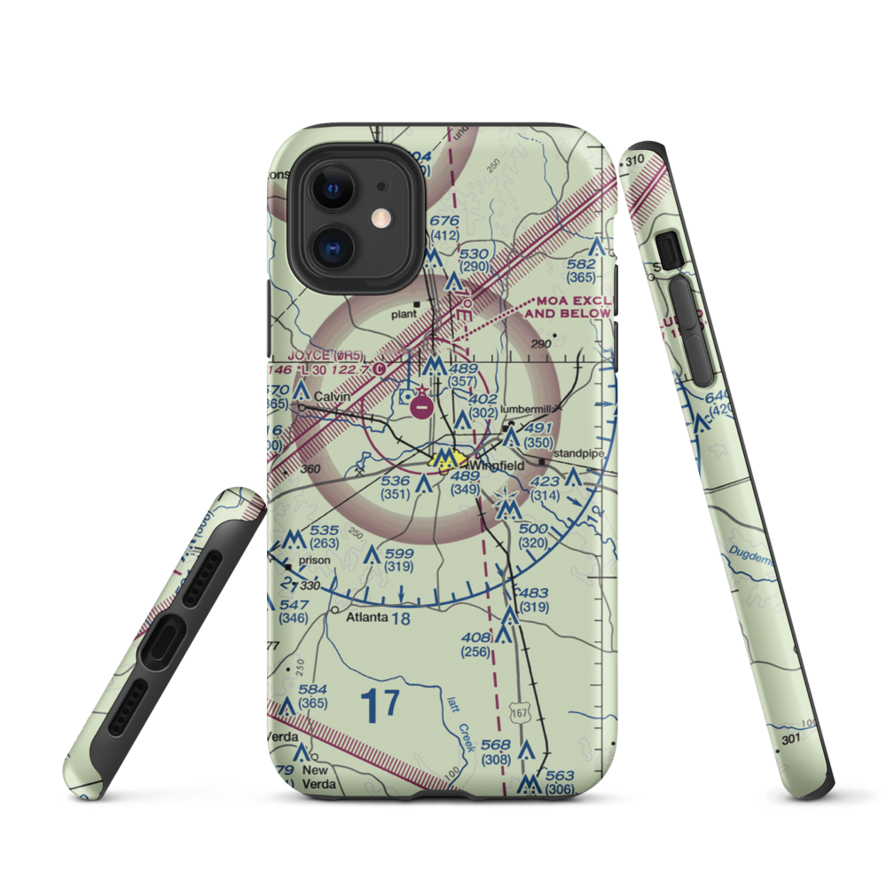 Winn Parish Medical Center Heliport (0L6) VFR Sectional  Tough iPhone Case iPhone 11 model shown