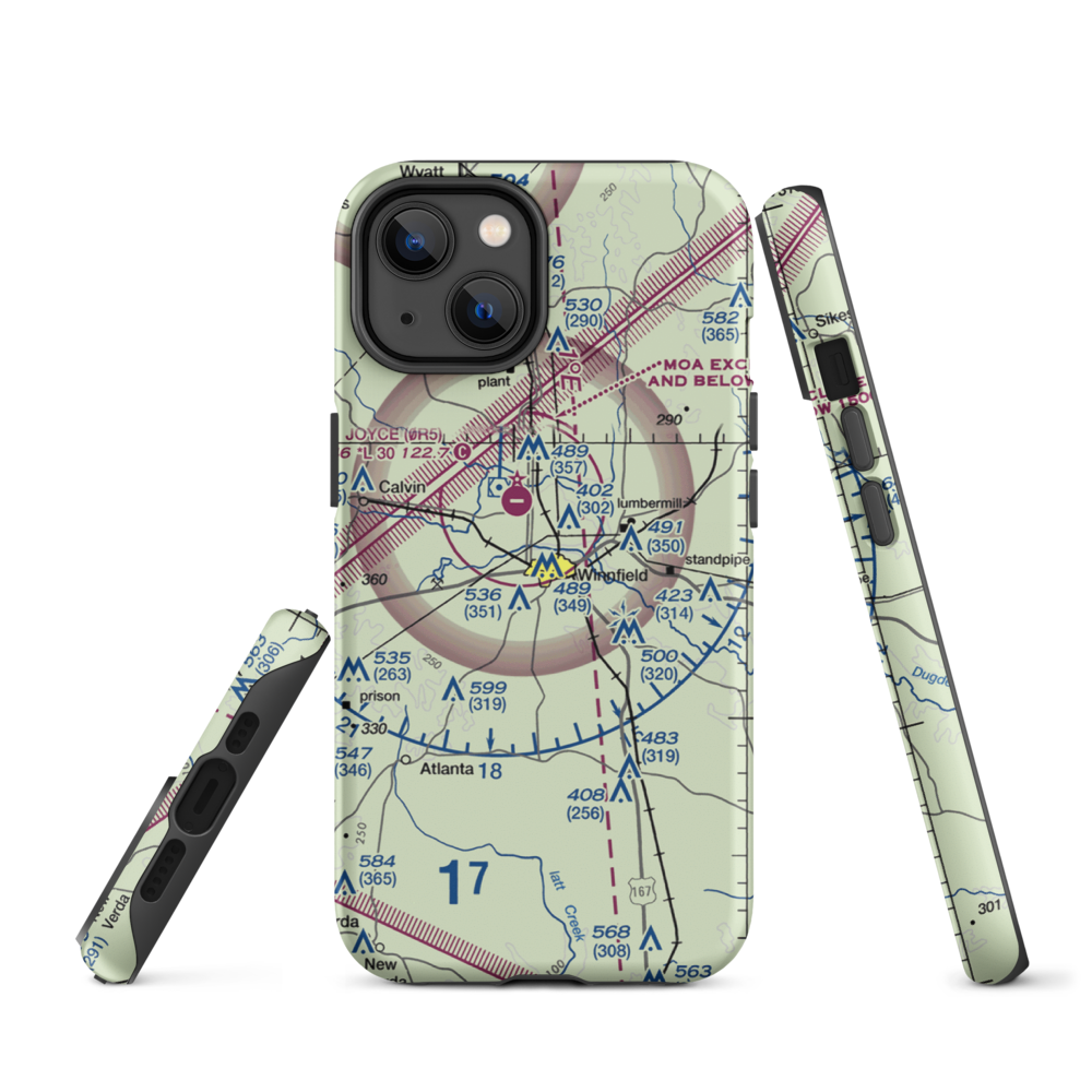 Winn Parish Medical Center Heliport (0L6) VFR Sectional  Tough iPhone Case iPhone 14 model shown