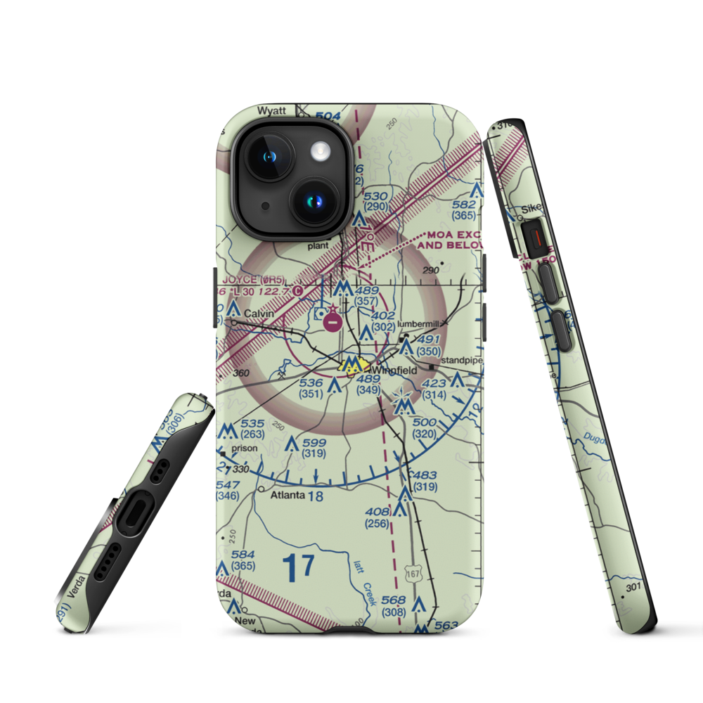 Winn Parish Medical Center Heliport (0L6) VFR Sectional  Tough iPhone Case iPhone 15 model shown
