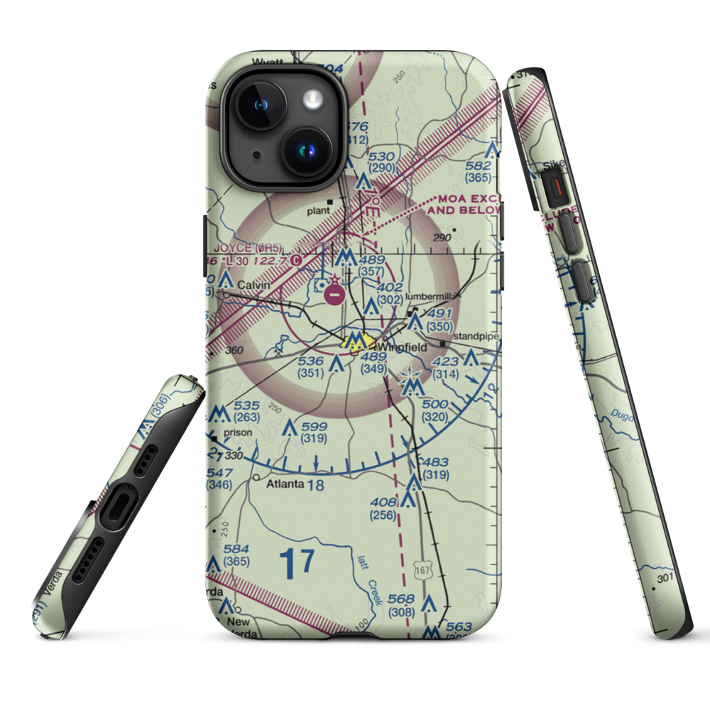 Winn Parish Medical Center Heliport (0L6) VFR Sectional  Tough iPhone Case iPhone 15 Plus model shown