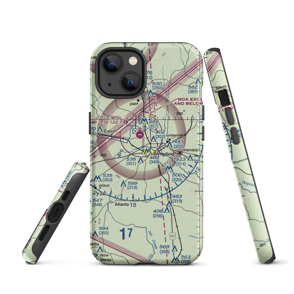Winn Parish Medical Center Heliport (0L6) VFR Sectional  Tough iPhone Case iPhone 13 model shown