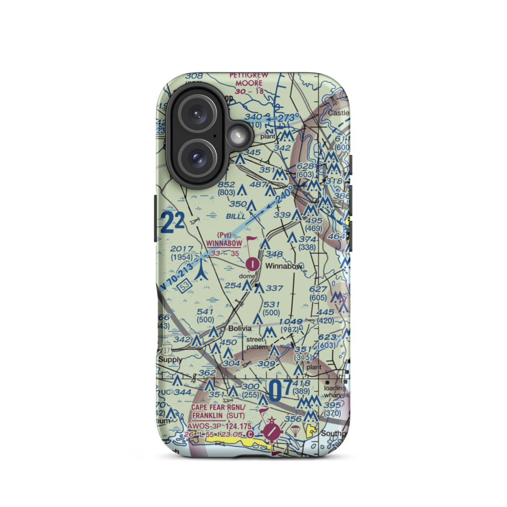 Winnabow Airport (77NC) VFR Sectional  Tough iPhone Case iPhone 16 model shown