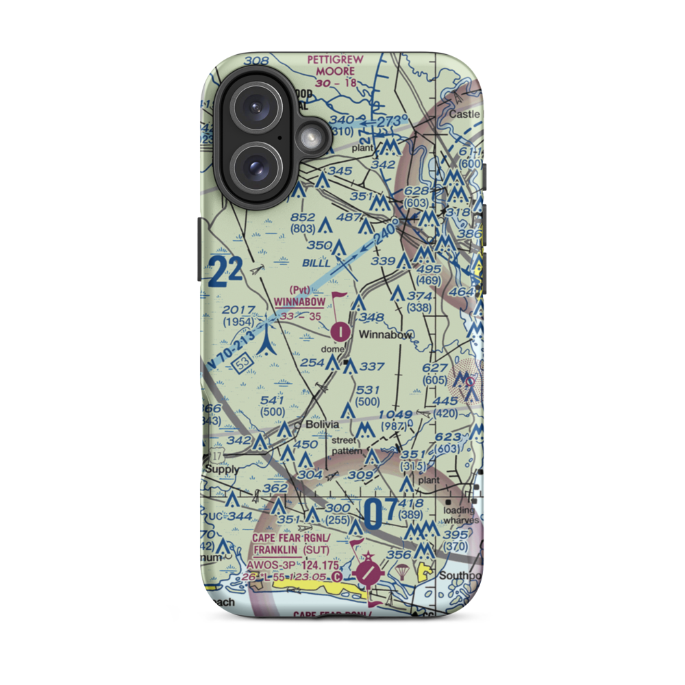 Winnabow Airport (77NC) VFR Sectional  Tough iPhone Case iPhone 16 Plus model shown