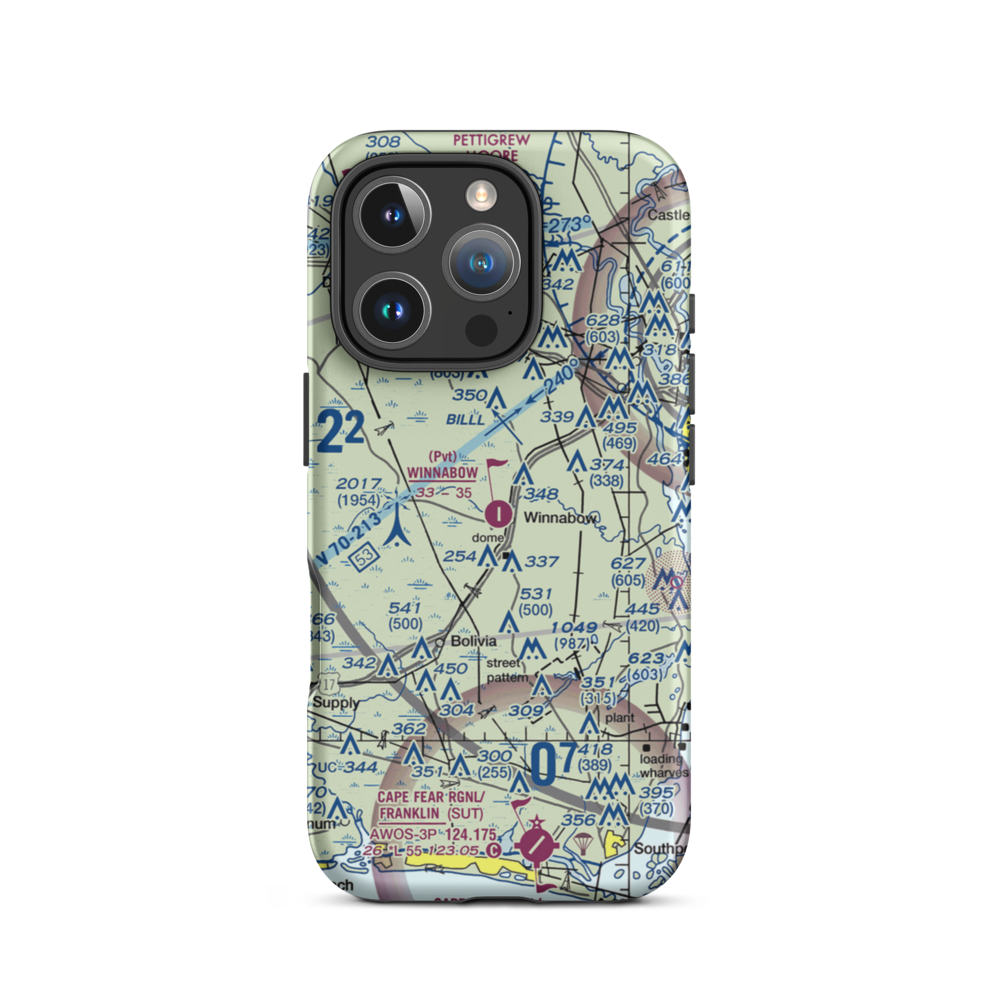 Winnabow Airport (77NC) VFR Sectional  Tough iPhone Case iPhone 16 Pro model shown