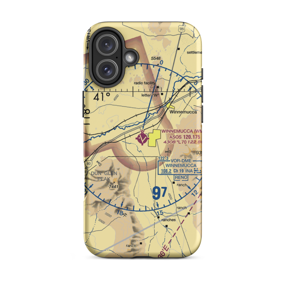 Winnemucca Municipal Airport (WMC) VFR Sectional  Tough iPhone Case iPhone 16 Plus model shown