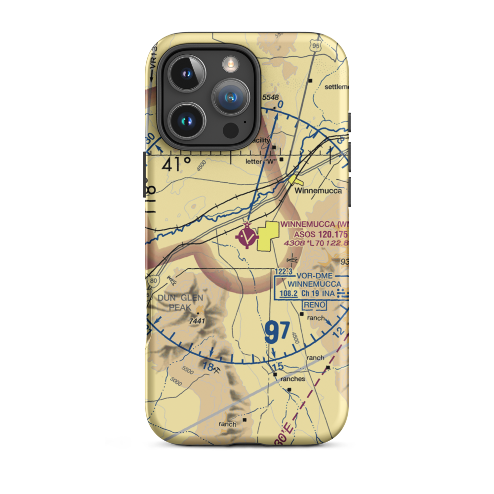 Winnemucca Municipal Airport (WMC) VFR Sectional  Tough iPhone Case iPhone 16 Pro Max model shown