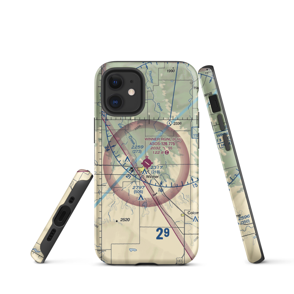 Winner Regional Airport (ICR) VFR Sectional  Tough iPhone Case iPhone 12 mini model shown